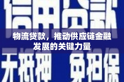 牡丹物流贷款，推动供应链金融发展的关键力量