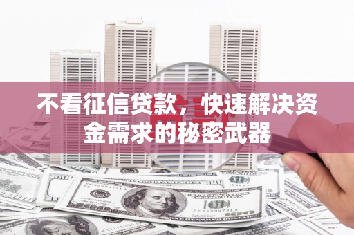 牡丹不看征信贷款，快速解决资金需求的秘密武器