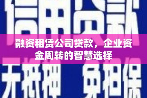 牡丹融资租赁公司贷款，企业资金周转的智慧选择