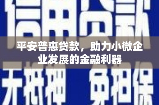 牡丹平安普惠贷款，助力小微企业发展的金融利器